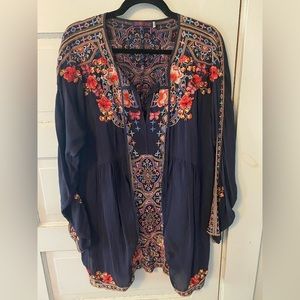 Johnny Was Embroidered Navy Tunic